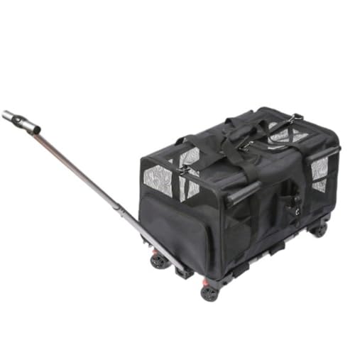 Youlines ポータブル猫バッグ/バックパック/ペットトロリー、旅行、隔離 猫ケージ、ホイール付きペットケージ2個、ダブルコンパートメント小型犬ペットキャリア、ソフト、折りたたみ式、片肩、散歩や獣医の訪問に適しています (B)