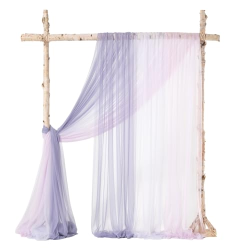 Ling's Moment Wedding Arch Draping Fabric 3 Panels 20Ft Chiffon Fabric,Sheer Draping Fabic for Wedding Arrangement Ceremony Reception Backdrop Party Swag Home Decor (Sage Purple & Provence)