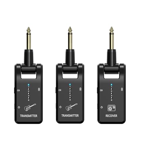 Sistema inalámbrico para guitarra 2.4 GHz con batería de litio recargable, transmisor y receptor para guitarra eléctrica, bajo e instrumentos electrónicos (modelo MB-66) miniatura 1