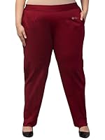 Style Prezone Women's Plus Size Pant Trouser Regular Pants Plus Size Pants Cotton Lycra Pant Maroon (42 Size)