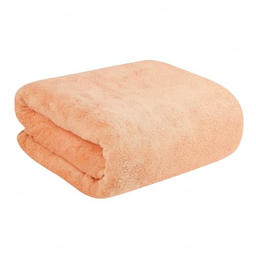 Image of Dribble Coral Fleece 450 GSM Bath Towel 70x140 cm | Ultra Soft, Quick Dry, Highly Absorbent | Lightweight & Skin-Friendly Towel for Bathroom, Gym & Travel, Peach