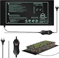 Heizmatte Pflanzen mit Thermostat Digitales, 50W Heizmatte Wärmematte für Sämling Germination und Haustier, 25cm x 52.5cm Reptil Heizmatten, Heizmatte mit Thermostat, Heizmatten Heizkissen 20 Bis 45°C