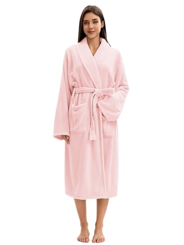 Image of Soft Robe For Women,Warm Plush Bath Robes Female,Spa Towel After Shower Lightweight Long Bathrobe