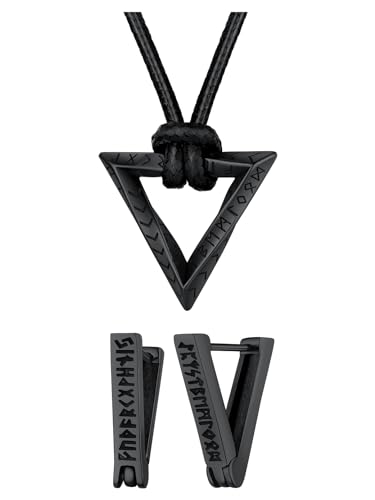 FaithHeart FaithHeart Viking Runes Necklace & Earrings for Men Norse Mythology Jewelry