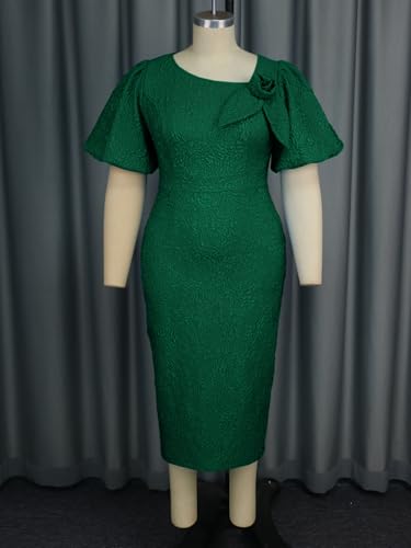 Image of ONTINVA Jacquard Floral Dress for Women's Irregular Neck with Flower Petal Midi Dresses for Cocktail Wedding Party