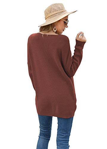 Image of Iandroiy Women's Batwing Sleeve Off Shoulder Loose Oversized Baggy Tops Sweater Pullover Casual Blouse T-Shirt