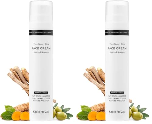Image of Kimirica plant-based AHA face moisturizer for dull skin | Promotes hydrated, brighter, and naturally glowing skin | Dermatologically tested for all skin types, 50ml (Pack of 2)
