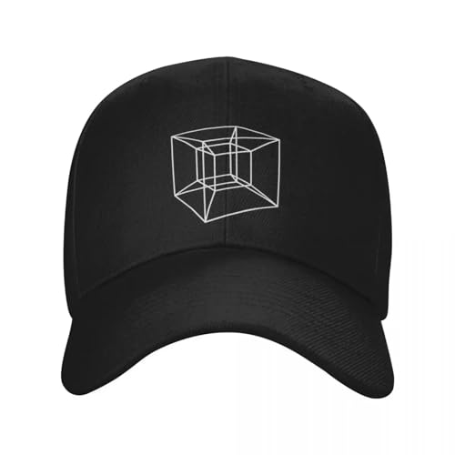 Casquette cube à quatre dimensions Tesseract motif géométrique unique en coton