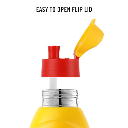 Image of CELLO Puro Steel-X Kids Zee 600 | Water Bottle with Inner Steel and Outer Plastic | Insulated Water Bottle | 540 ml, Red