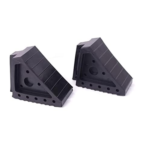 HIGOOD Solid Rubber Wheel Chock with Handle for The Car, Strong and Durable,8" Length, 4" Width, 6" Height - Pack of 2 Cover
