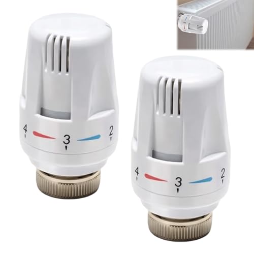 ikBrtaiay 2 Valvula Termostatica Radiadors, Termostato Radiador Con Ajuste Cero M30 X 1.5, Cabezal de Válvula Termostática, Cabezal de Radiador de Repuesto para Oficina Hogar