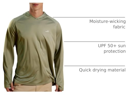 Image of Men's UPF 50+ Long Sleeve Sun Shirts UV Protection Hoodie Rash Guard Hiking Fishing Swim T Shirt