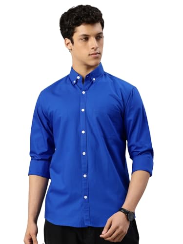 Image of Majestic Man Men's Solid Pure Cotton Casual Shirt - Slim Fit | Full Sleeves | Soft & Breathable Fabric