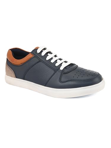 Image of STANPHORD Mens Eclipse Steps Sneakers | Perforated Chunky Casual Lace Up Shoes | Trendy Flat Sole Slip Resistance Comfortable Footwear