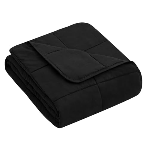 Image of yescool Weighted Blanket (5 lbs, 36 inch x 48 inch, Black) Cooling Heavy Blanket, Perfect for 40-60 lbs, Breathable Throw Blanket Gifts with Premium Glass Bead, Machine Washable