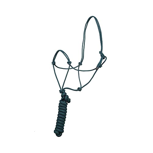 SIE Rope Halter for Horses with 8 ft Lead Rope 4 knot Horse Halters (Hunter Green), 8 feet