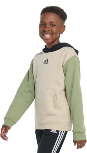Adidas Youth Boy's Fleece Long Sleeve Graphic Logo Pullover Hoodie (US, Alpha, Small, Regular, Tan)2
