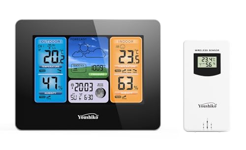 Youshiko Weather Station Radio Controlled Clock (Official 2026 UK & Ireland Version) Indoor Outdoor Temperature Humidity Barometric Pressure