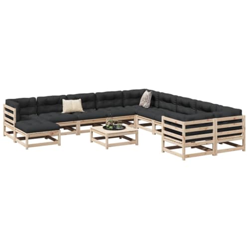 IBUQDDV Rustic Solid Pine Wood Large Modular Garden Sofa Set
