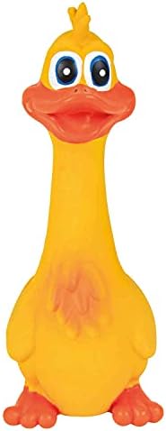 TRIXIE quietschendes Hundespielzeug Ente, aus Latex, mit Sound – 18 cm | Robustes Spielzeug für intensiven Spielspaß – beschäftigt den Hund und fördert gesundes Kauverhalten im All