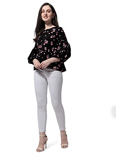 OOMPH! Tops peplum para mujer, negro, 44