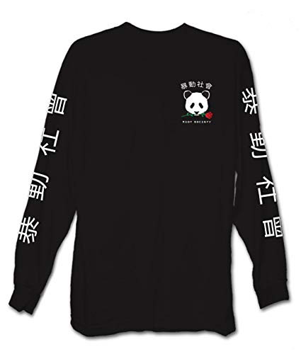 Riot Society Panda Rose Boys Long Sleeve Tee - Black, Medium