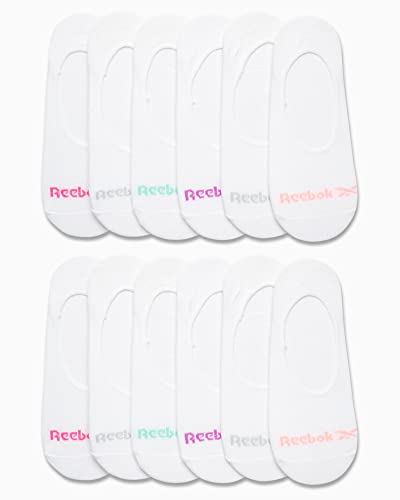 Reebok Women's Socks - Lightweight No-Show Liners (12 Pack), Size 4-10, Solid White #TOP1