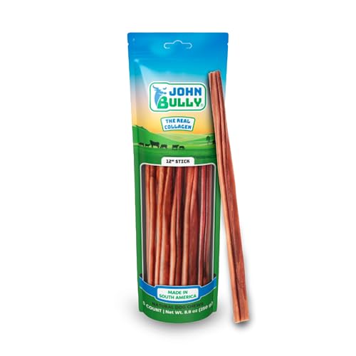 john bully Collagen Stick 12 5PK The Best Option for Your Dog 100% Natural Rich in Protein Highly Digestible Gluten Free Premium Grade Quality Odor Free The Real Collagen