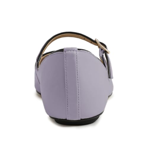 Tang'scuisins Women Casual Mary Jane Ballet Flats Closed Pointed Toe Buckle Pumps Soft Party Dress Comfortable Shoes Size 4-16 US3