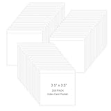 Oungy 200 PCS Self Adhesive Index Card Pockets with Top Open 3.5 x 3.5 In Adhesive Label Pockets Clear Plastic Index Card Holder for Organizing Storage Bins Library Cards