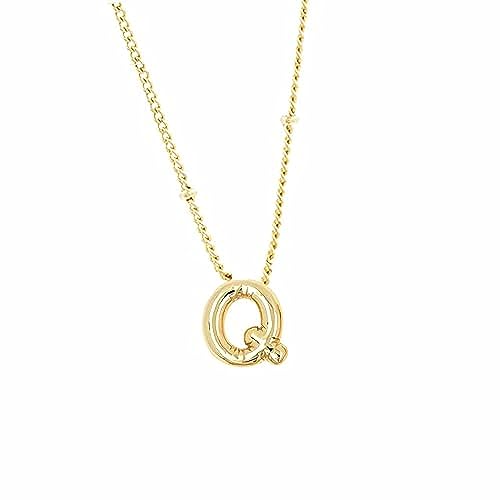 LXURY Colgante del alfabeto, collar con inicial chapado en oro de 18 quilates, joyería con letras brillantes ajustables, regalo DIY para mujeres y niñas (Q)