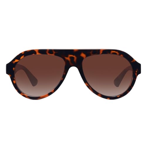 Trendy Polarized Aviator Sunglasses for Women Men 70s Vintage Plastic Frame Sun Glasses FZN8173