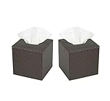 J JACKCUBE DESIGN JackCubeDesign Square Tissue Box Cover Holder Case Kleenex Cover Holder Box Napkin Holder Organizer Stand(Set of 2, Brown, 5.4 X 5.4 X 5.6 inches)- :MK272AA