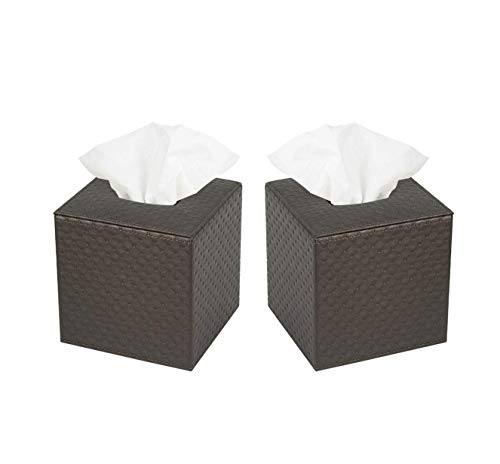 J JACKCUBE DESIGN JackCubeDesign Square Tissue Box Cover Holder Case Cover Holder Box Napkin Holder Organizer Stand(Set of 2, Brown, 5.4 X 5.4 X 5.6 inches)- :MK272AA