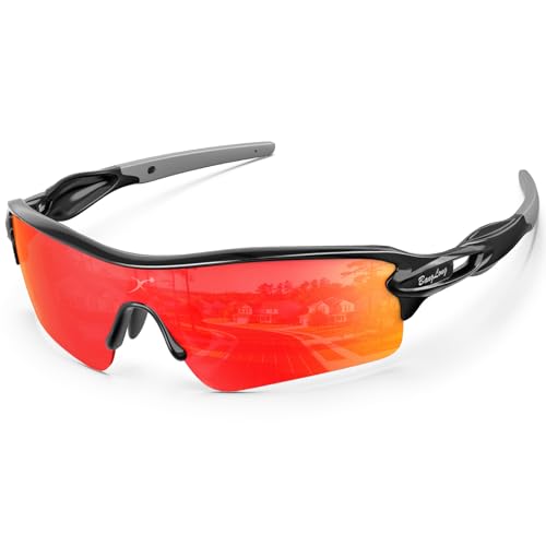 Image of BangLong TAC Polarized Sports Sunglasses UV400 for Men Women | TR90 Lightweight Frame, Adjustable Non-slip Nose Pads, RX Insert Included, Wrap-Around Design for Running Cycling Baseball