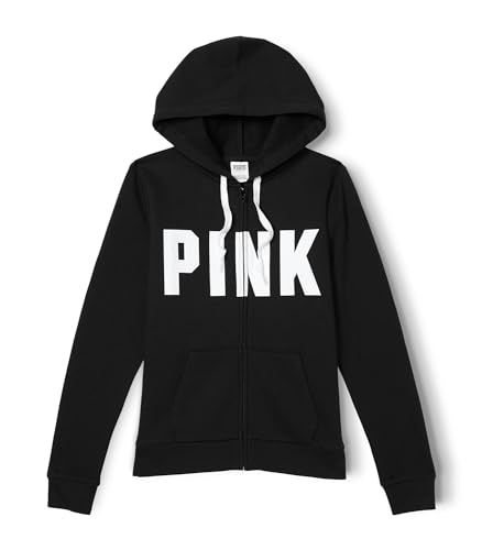 Victoria's Secret Women's PINK Logo Full Zip-up Sweatshirt, Black, XS - image 4