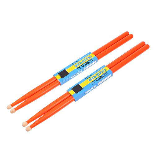 2 pares de baquetas de madera de maple color naranja miniatura 1