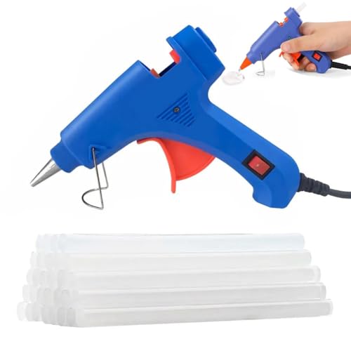 Pistola de Silicona Caliente,Pistola Silicona Caliente,20W Pistola pegamento caliente,Mini Pistola Silicona Manualidades,Con 30 barras de pegamento termofusible para pequeñas artesanías de bricolaje