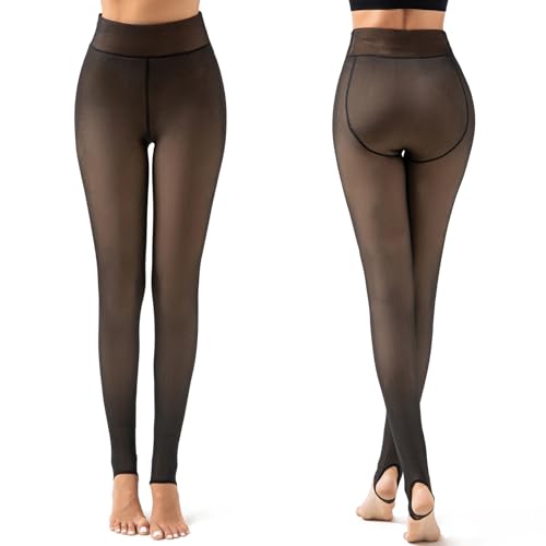 Image of Pnadty Women's High Waisted Velvet Warm Elastic Tights Winter Fleece Lined Thick Leggings Pants
