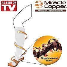 Miracle Copper Anti-Fatigue Compression Socks, White, L/XL, Men's shoe 10-12.5/Women's Shoe 10-13.5