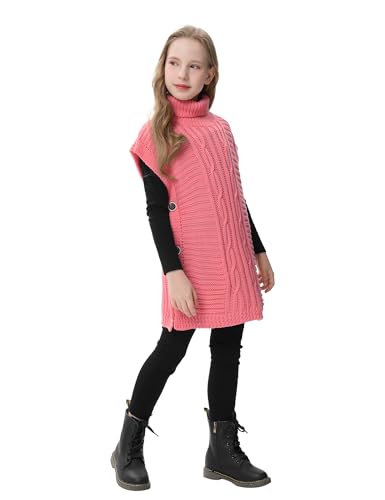GERU Girls Casual Loose Knit Sweater Vest Fall Winter Turtleneck Sleeveless Tank Tops for Toddler Baby Girls 3-12 Years4