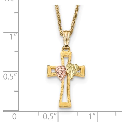 10K Tri-Color Black Hills Gold Crucifix Necklace3