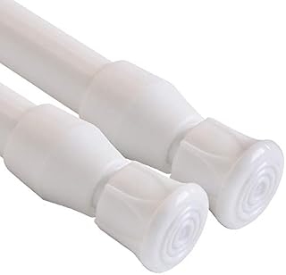 QILERR 2 Pack Small Tension Rods 40-70cm Ajustable Extension Rods Short Curtain Poles No Drill Spring Tension Rod for net curtains, cupboards, small window, Kitchen, Wardrobe, White, 15.7-28 inch