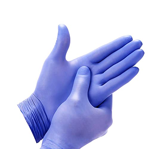 Disposable 100% Nitrile Exam Gloves - 4 Mil-Thick -Latex Free Powder Free, Food Safe, Medical Grade Gloves - Blue (Small)