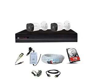 CP Plus 4-Channel HD DVR with 2.4-MP 2 Outdoor Cameras, 1 TB HDD (2 Years Warranty), 4-CH ANTECH Power Supply & Cable, HDMI, BNC & DC Security Camera/CCTV Camera Set