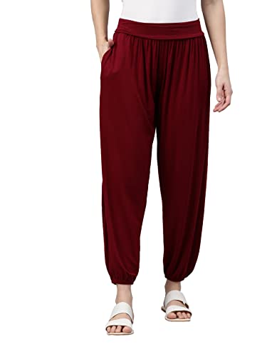 Image of GO COLORS Women Mid Rise Viscose Harem Pants | Wrinkle Free, Relaxed Fit, Free Size