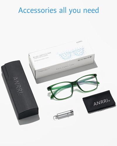 Image of ANRRI Blue Light Blocking Glasses Anti Eyestrain Lens Lightweight Frame Eyeglasses Clear Green Men /Women