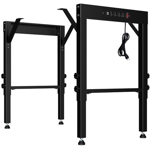 Height Adjustable Workbench Legs with Power Outlets and Rubber Pads Set of 4 Heavy Duty Table Legs 25.6 to 33.8 for DIY Computer Desk 19.6 Deep Metal Frame Kit