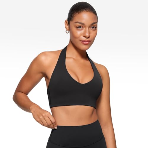 Image of INGIA Halter Longline Sports Bra Padded | Yoga, Workout, Low Back, Crop Top, with Built in Bra, for Women