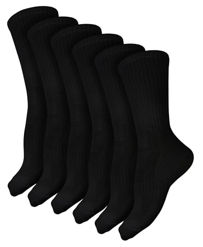 Winterlace Combed Cotton Crew Socks 6-Pairs Womens Premium Soft Cushioned Athletic Sports